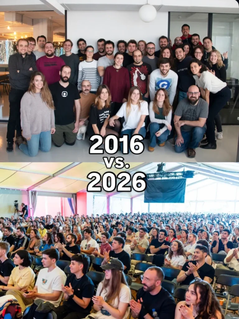 A equipa da Factorial em 2016 e em 2026